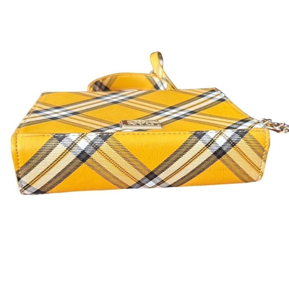 Madden NYC Taxi Yellow Plaid Crossbody TopHandle Chain Strap EUC 8.25x6.25x2.5" - Picture 8 of 11